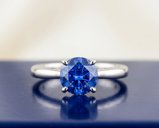 BLUE SAPPHIRE ROUND-CUT SOLITAIRE ENGAGEMENT RING