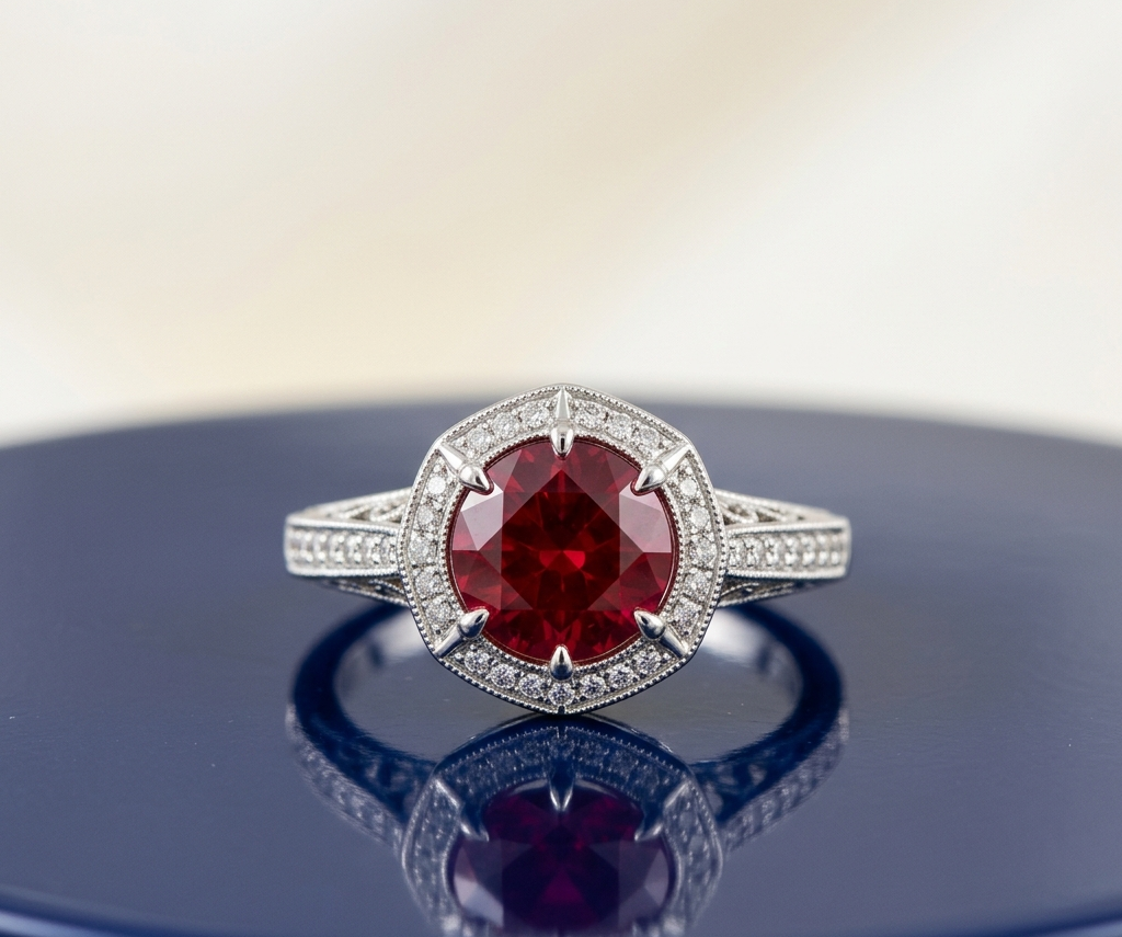 RUBY ROUND-CUT SOLITAIRE ENGAGEMENT RING