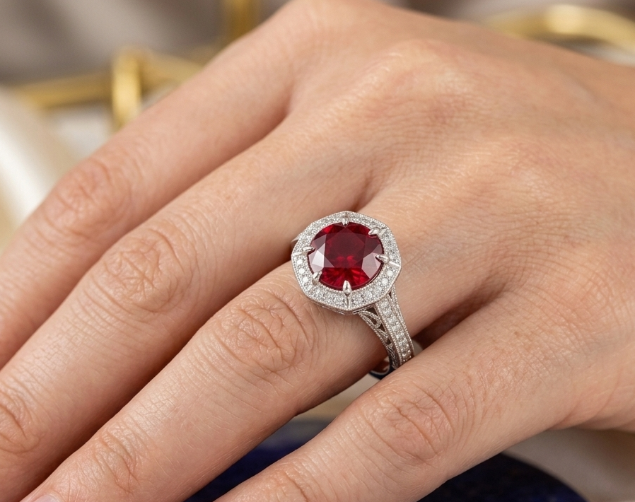 RUBY ROUND-CUT SOLITAIRE ENGAGEMENT RING