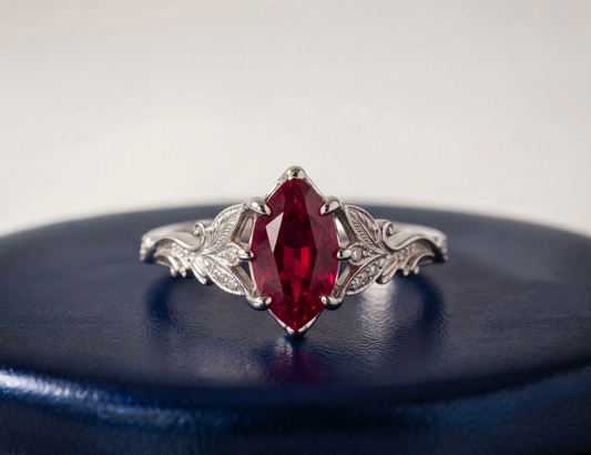 RUBY MARQUISE-CUT SOLITAIRE ENGAGEMENT RING