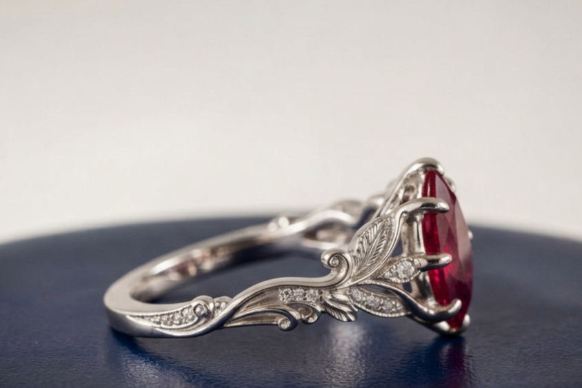 RUBY MARQUISE-CUT SOLITAIRE ENGAGEMENT RING