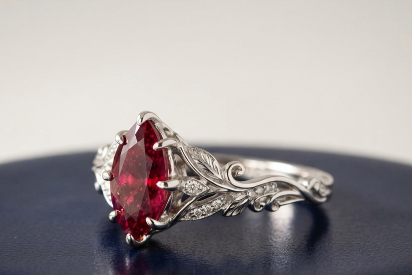 RUBY MARQUISE-CUT SOLITAIRE ENGAGEMENT RING