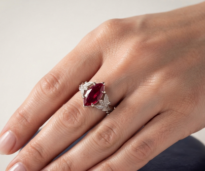 RUBY MARQUISE-CUT SOLITAIRE ENGAGEMENT RING