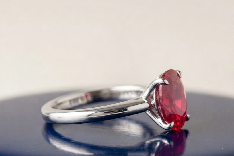 RUBY OVAL-CUT SOLITAIRE ENGAGEMENT RING