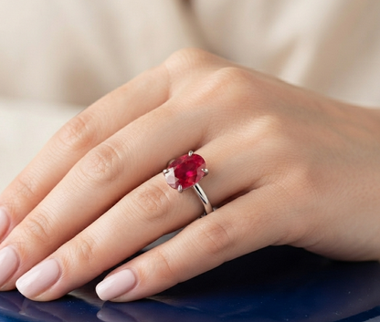 RUBY OVAL-CUT SOLITAIRE ENGAGEMENT RING