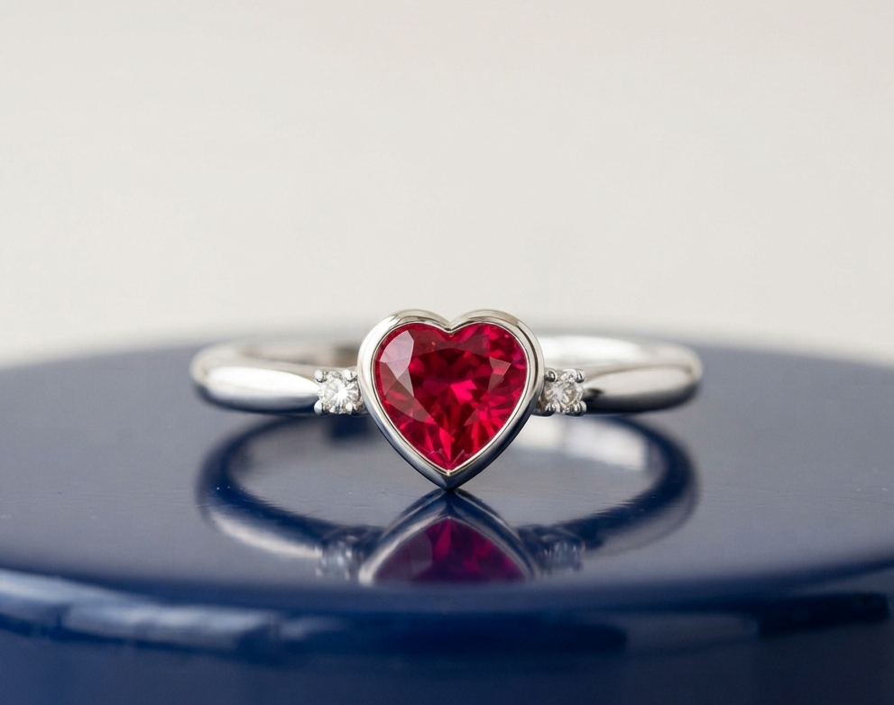 RUBY HEART-CUT SOLITAIRE ENGAGEMENT RING