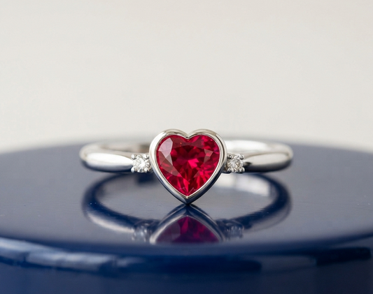 RUBY HEART-CUT SOLITAIRE ENGAGEMENT RING