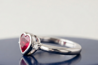 RUBY HEART-CUT SOLITAIRE ENGAGEMENT RING