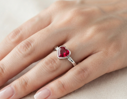RUBY HEART-CUT SOLITAIRE ENGAGEMENT RING