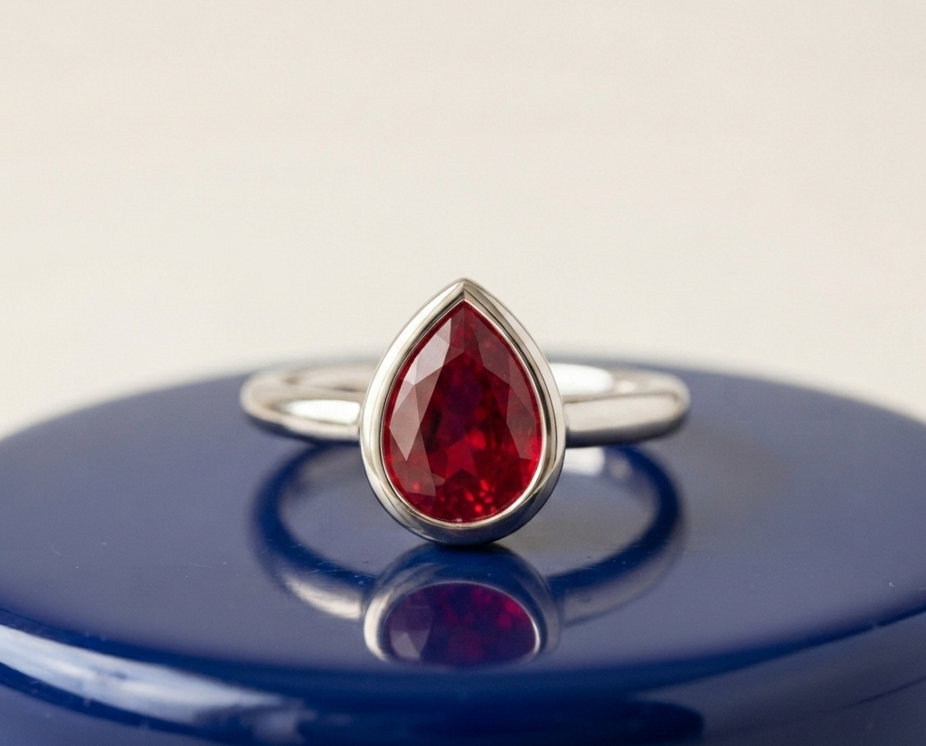 RUBY PEAR-CUT SOLITAIRE ENGAGEMENT RING