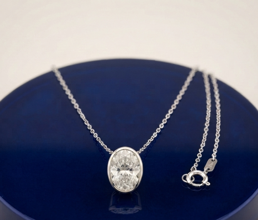 OVAL DIAMOND PENDANT NECKLACE