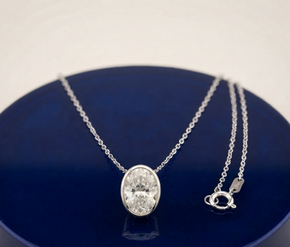 OVAL DIAMOND PENDANT NECKLACE