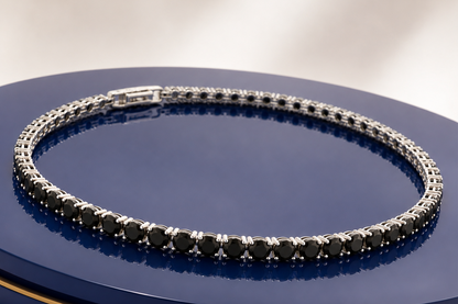 BLACK ROUND-CUT TENNIS NECKLACE