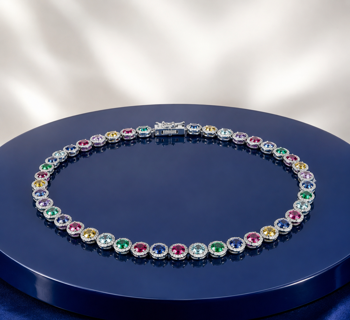 MULTI-GEMSTONE TENNIS NECKLACE`