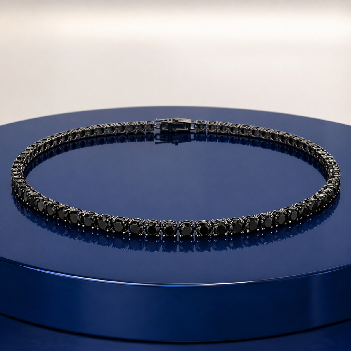 BLACK ROUND-CUT TENNIS NECKLACE