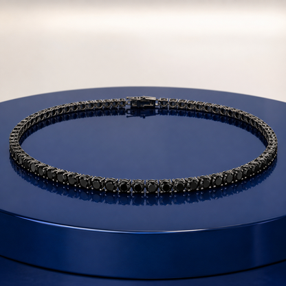 BLACK ROUND-CUT TENNIS NECKLACE
