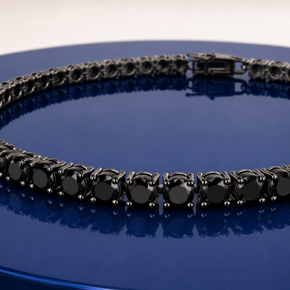 BLACK ROUND-CUT TENNIS NECKLACE