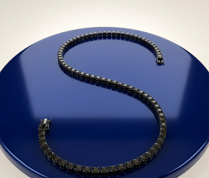 BLACK ROUND-CUT TENNIS NECKLACE