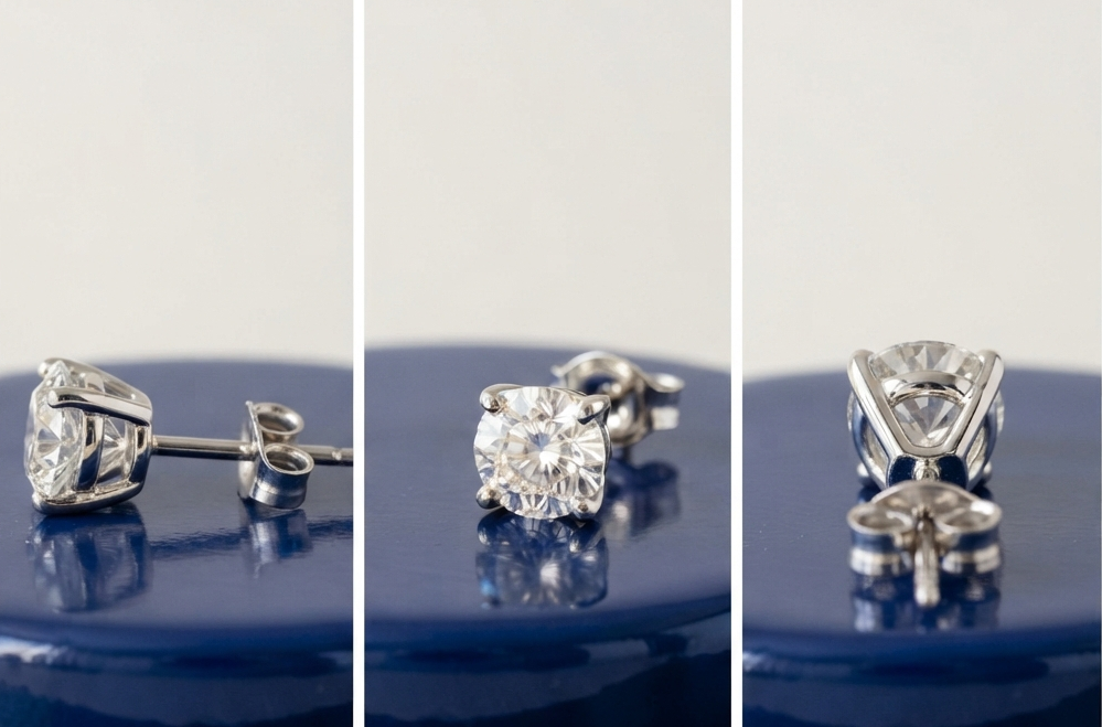 ROUND SOLITAIRE STUD EARINGS