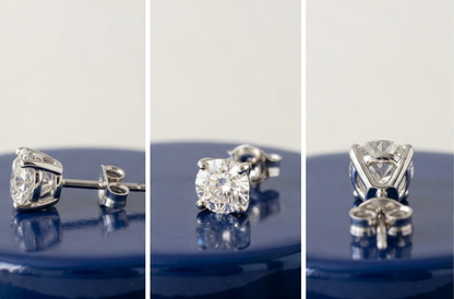 ROUND SOLITAIRE STUD EARINGS