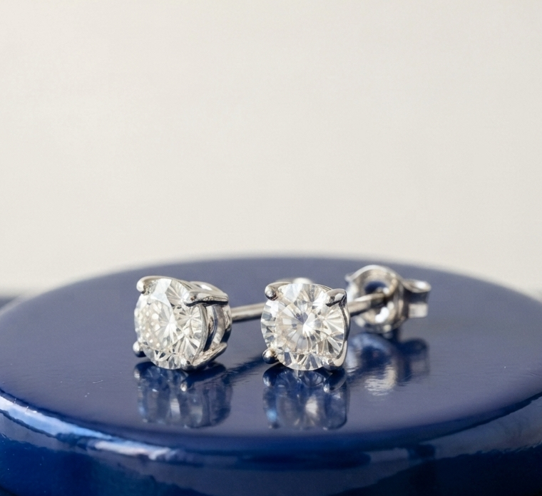 ROUND SOLITAIRE STUD EARINGS