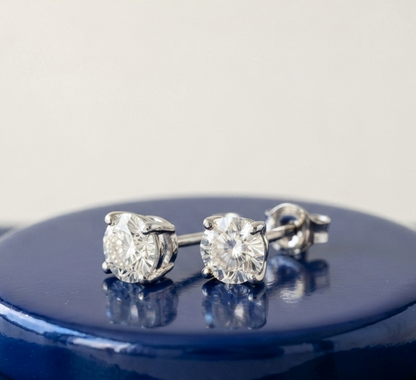 ROUND SOLITAIRE STUD EARINGS