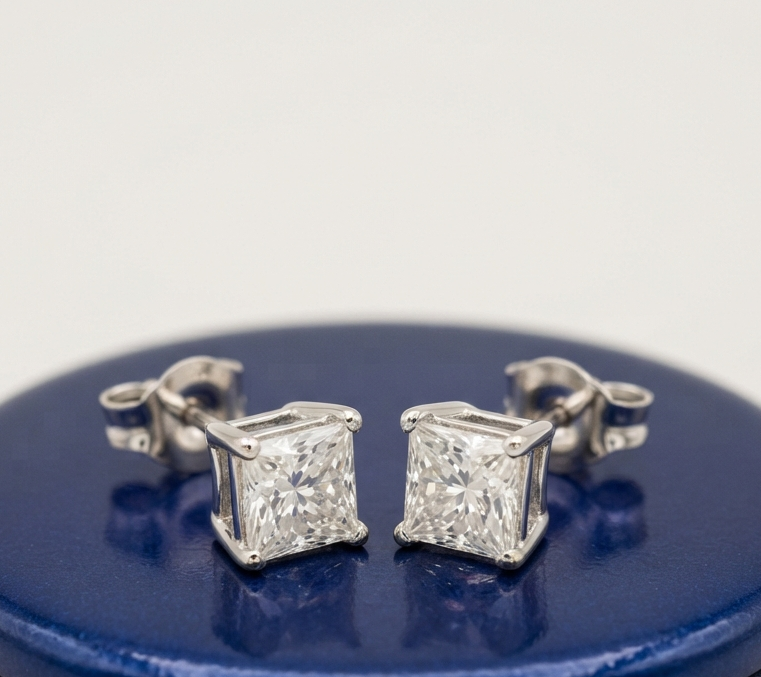 PRINCESS SOLITAIRE STUD EARINGS
