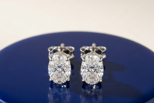 OVAL SOLITAIRE STUD EARINGS