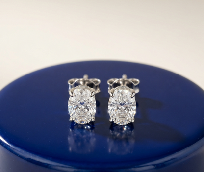 OVAL DIAMOND STUD EARRINGS