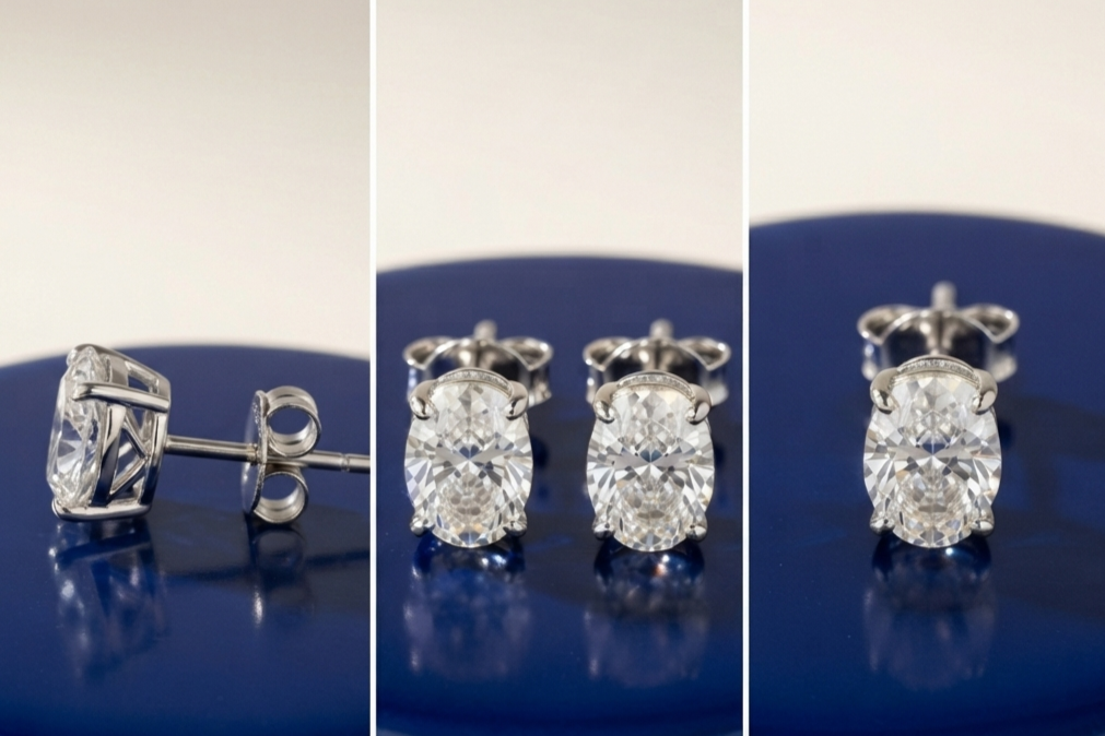 OVAL DIAMOND STUD EARRINGS