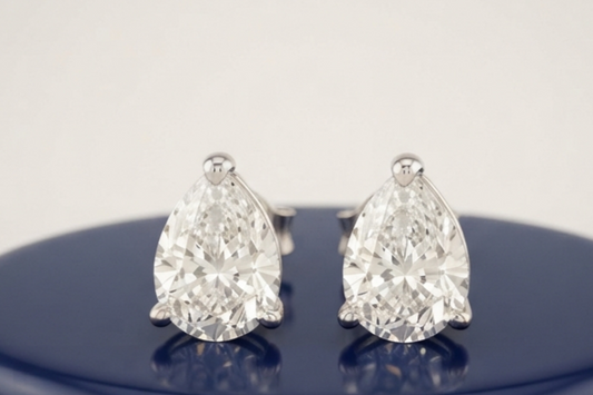 PEAR SOLITAIRE STUD EARINGS