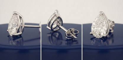 PEAR SOLITAIRE STUD EARINGS