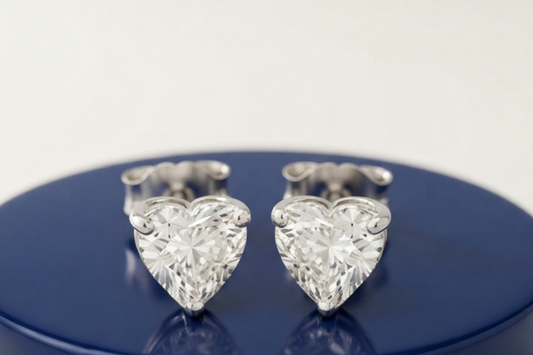 HEART SOLITAIRE STUD EARINGS