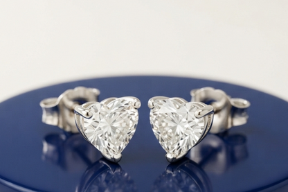 HEART SOLITAIRE STUD EARINGS
