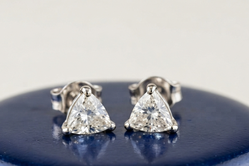 TRILLION SOLITAIRE STUD EARINGS