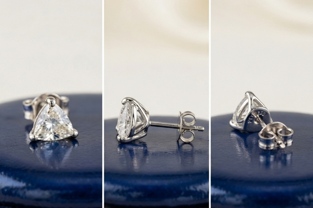 TRILLION SOLITAIRE STUD EARINGS