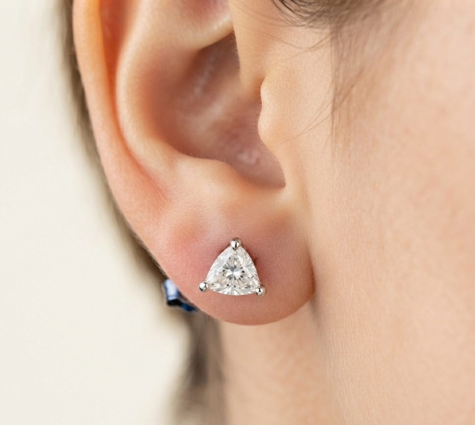 TRILLION SOLITAIRE STUD EARINGS