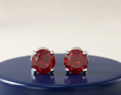 RUBY ROUND-CUT STUD EARRINGS