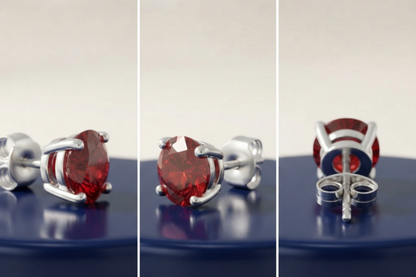 RUBY ROUND-CUT STUD EARRINGS