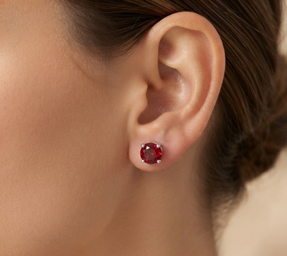 RUBY ROUND-CUT STUD EARRINGS