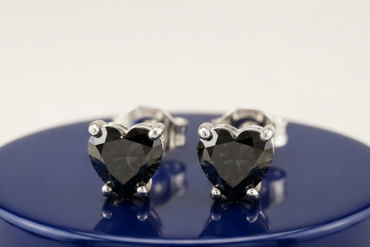 BLACK HEART DIAMOND STUD EARINGS