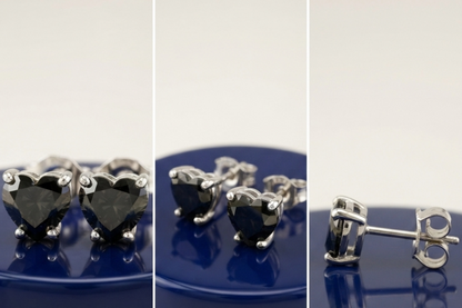 BLACK HEART DIAMOND STUD EARINGS