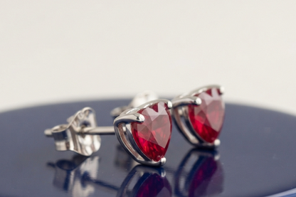 RUBY HEART DIAMOND STUD EARINGS