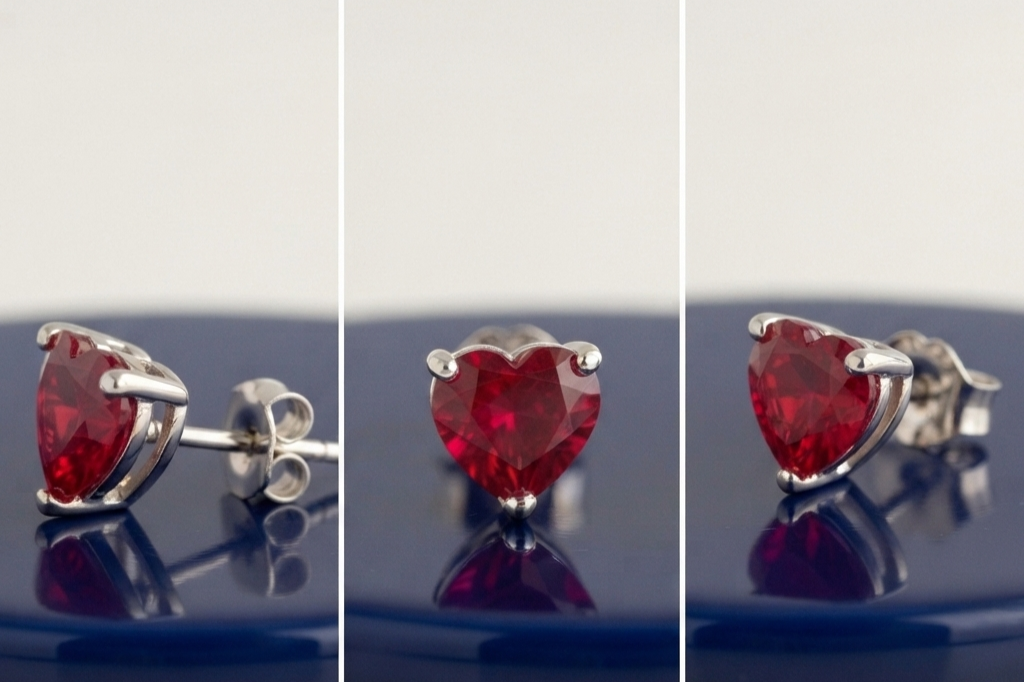 RUBY HEART DIAMOND STUD EARINGS