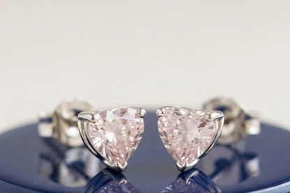 PINK HEART DIAMOND STUD EARINGS