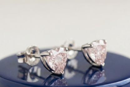 PINK HEART DIAMOND STUD EARINGS