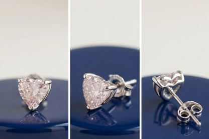 PINK HEART DIAMOND STUD EARINGS