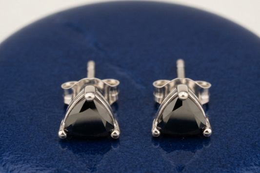 BLACK TRILLION DIAMOND STUD EARINGS