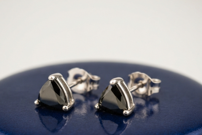 BLACK TRILLION DIAMOND STUD EARINGS