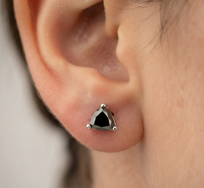 BLACK TRILLION DIAMOND STUD EARINGS